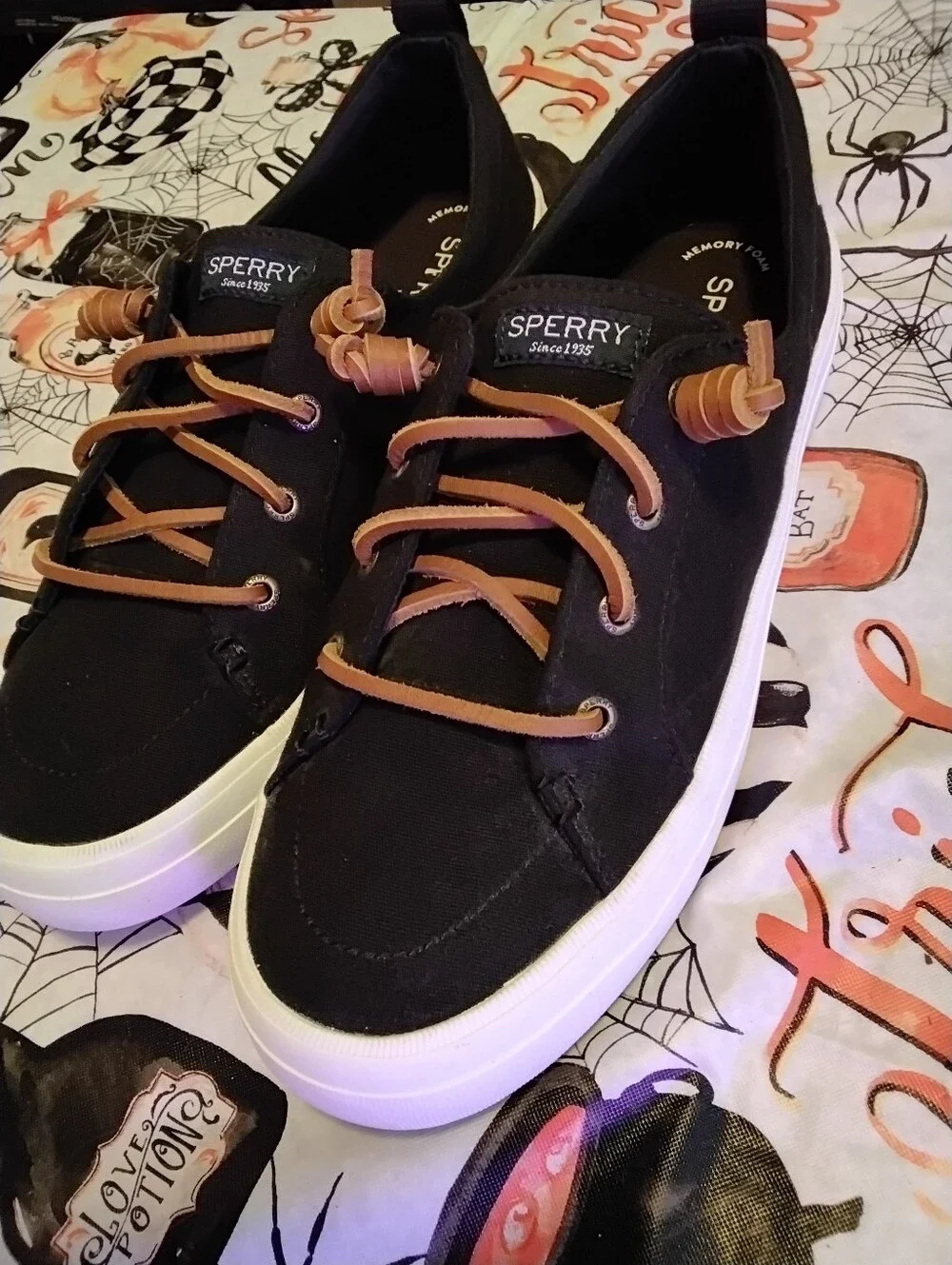 Sperry Women's size 10 Black Canvas slip on flats boat shoes sneakers